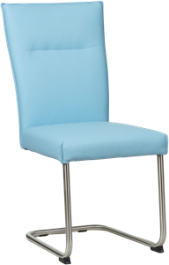SHOPX HUISCOLLECTIE Lichtblauwe leren industriële eetkamerstoel Retro - poot rond rvs - Toledo Leer Sky Blue (lichtblauw leer)