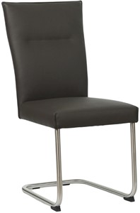 SHOPX HUISCOLLECTIE Donkerbruine leren industriële eetkamerstoel Retro - poot rond rvs - Toledo Leer Caffe (donkerbruin leer)