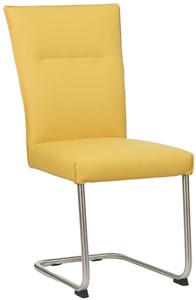 SHOPX HUISCOLLECTIE Gele leren industriële eetkamerstoel Retro - poot rond rvs - Toledo Leer Giallo (geel leer)