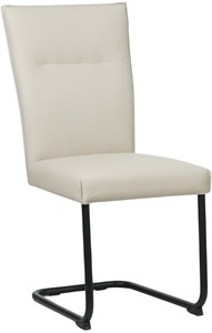SHOPX HUISCOLLECTIE Crème leren industriële eetkamerstoel Retro - poot rond zwart - Toledo leer Misty (crème leer)
