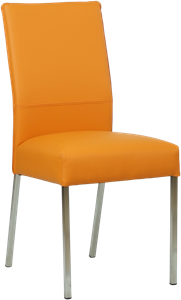 SHOPX HUISCOLLECTIE Oranje leren moderne eetkamerstoel Real - poot vierkant rvs - Toledo Leer Mandarin (oranje leer)