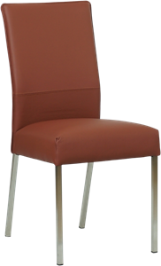 SHOPX HUISCOLLECTIE Donkercognac leren moderne eetkamerstoel Real - poot vierkant rvs - Toledo Leer Terra (donkercognac leer)