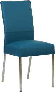 SHOPX HUISCOLLECTIE Blauwe leren moderne eetkamerstoel Real - poot vierkant rvs - Toledo Leer Turquoise (blauw leer)