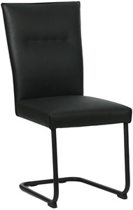 SHOPX HUISCOLLECTIE Zwarte leren industriële eetkamerstoel Retro - poot rond zwart - Toledo Leer Nero (zwart leer)
