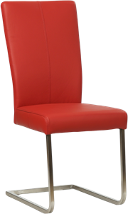 SHOPX HUISCOLLECTIE Rode leren industriële eetkamerstoel Dare - poot vierkant rvs - Toledo Leer Ducati (rood leer)