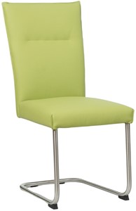 SHOPX HUISCOLLECTIE Felgroene leren industriële eetkamerstoel Retro - poot rond rvs - Toledo Leer Lime (felgroen leer)