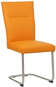 SHOPX HUISCOLLECTIE Oranje leren industriële eetkamerstoel Retro - poot rond rvs - Toledo Leer Mandarin (oranje leer)