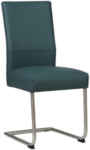SHOPX HUISCOLLECTIE Blauwe leren industriële eetkamerstoel Piece - poot rond rvs - Toledo Leer Whale (blauw leer)