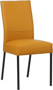SHOPX HUISCOLLECTIE Gele leren moderne eetkamerstoel Real - poot vierkant zwart - Toledo Leer Leem (geel leer)
