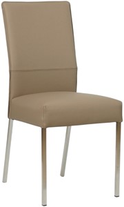 SHOPX HUISCOLLECTIE Taupe leren moderne eetkamerstoel Real - poot vierkant rvs - Toledo Leer Mocca (taupe leer)