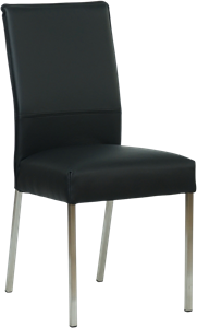SHOPX HUISCOLLECTIE Zwarte leren moderne eetkamerstoel Real - poot vierkant rvs - Toledo Leer Nero (zwart leer)