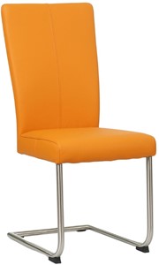 SHOPX HUISCOLLECTIE Oranje leren industriële eetkamerstoel Dry - poot rond rvs - Toledo Leer Mandarin (oranje leer)