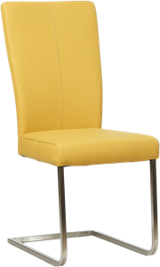 SHOPX HUISCOLLECTIE Gele leren industriële eetkamerstoel Dry - poot rond rvs - Toledo Leer Giallo (geel leer)