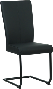 SHOPX HUISCOLLECTIE Zwarte leren industriële eetkamerstoel Dry - poot rond zwart - Toledo Leer Nero (zwart leer)