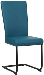 SHOPX HUISCOLLECTIE Blauwe leren industriële eetkamerstoel Dry - poot rond zwart - Toledo Leer Turquoise (blauw leer)