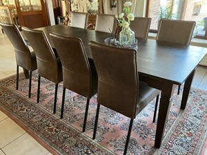 SHOPX HUISCOLLECTIE Set van 8 leren eetkamerstoelen - bruin leer - Echt leer, Modern, ontdek de vele Leersoorten en Kleuren bij ShopX