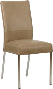 SHOPX HUISCOLLECTIE Taupe leren moderne eetkamerstoel Real - poot vierkant rvs - Vintage Leer Taupe (taupe leer)
