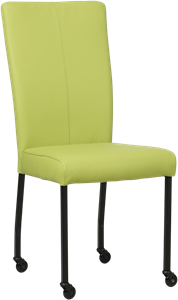 SHOPX HUISCOLLECTIE Felgroene leren moderne eetkamerstoel Deal - poot vierkant zwart met wiel - Hermes Leer Lime (felgroen leer)