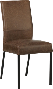 SHOPX HUISCOLLECTIE Bruine leren moderne eetkamerstoel Real - poot vierkant zwart - Vintage Leer Brown (bruin leer)