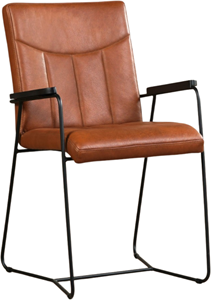 SHOPX HUISCOLLECTIE Leren eetkamerstoel Right met armleuning - Granada leer Savannah