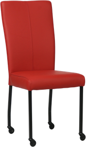 SHOPX HUISCOLLECTIE Rode leren moderne eetkamerstoel Deal - poot vierkant zwart met wiel - Toledo Leer Ducati (rood leer)