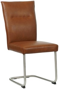 SHOPX HUISCOLLECTIE Cognac leren industriële eetkamerstoel Retro - poot rond rvs - Granada leer Savannah (cognac leer)