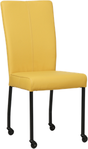 SHOPX HUISCOLLECTIE Gele leren moderne eetkamerstoel Deal - poot vierkant zwart met wiel - Toledo Leer Giallo (geel leer)