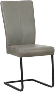 SHOPX HUISCOLLECTIE Grijze leren industriële eetkamerstoel Dare - poot vierkant zwart - Granada leer Steel (grijs leer)