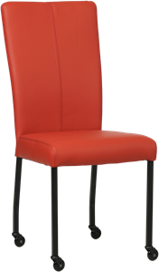 SHOPX HUISCOLLECTIE Rode leren moderne eetkamerstoel Deal - poot vierkant zwart met wiel - Toledo Leer Siegelstein (rood leer)