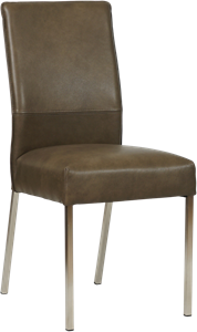 SHOPX HUISCOLLECTIE Grijze leren moderne eetkamerstoel Real - poot vierkant rvs - Granada leer Ash (grijs leer)