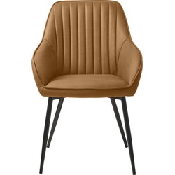 Giga Living  Eetkamerstoel Bruin PU Leer - Nolan Stripe - Set van 2