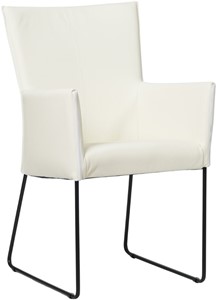SHOPX HUISCOLLECTIE Gebroken witte leren industriële eetkamerstoel Mate - Hermes Leer Bianco (gebroken wit leer)