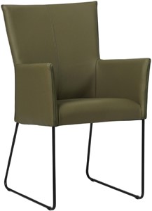 SHOPX HUISCOLLECTIE Olijfgroene leren industriële eetkamerstoel Mate - Toledo Leer Olive (olijfgroen leer)