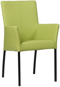 SHOPX HUISCOLLECTIE Felgroene leren moderne eetkamerstoel Comfort - poot vierkant zwart - Hermes Leer Lime (felgroen leer)