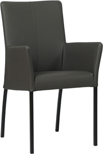 SHOPX HUISCOLLECTIE Donkergrijze leren moderne eetkamerstoel Comfort - poot vierkant zwart - Toledo Leer Antracite (donkergrijs leer)