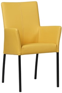 SHOPX HUISCOLLECTIE Gele leren moderne eetkamerstoel Comfort - poot vierkant zwart - Toledo Leer Giallo (geel leer)
