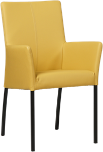 SHOPX HUISCOLLECTIE Gele leren moderne eetkamerstoel Comfort - poot vierkant zwart - Toledo Leer Lemon (geel leer)