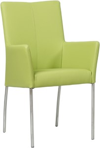 SHOPX HUISCOLLECTIE Felgroene leren moderne eetkamerstoel Comfort - poot rond rvs - Toledo Leer Lime (felgroen leer)