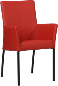 SHOPX HUISCOLLECTIE Rode leren moderne eetkamerstoel Comfort - poot vierkant zwart - Toledo Leer Ducati (rood leer)