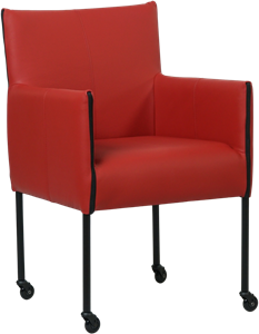 SHOPX HUISCOLLECTIE Rode leren moderne kuipstoel More - poot rond zwart met wiel - Toledo Leer Ducati (rood leer)