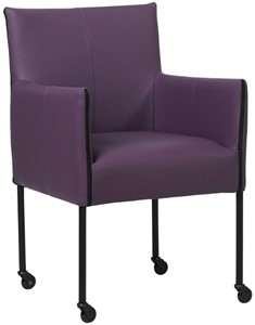 SHOPX HUISCOLLECTIE Paarse leren moderne kuipstoel More - poot rond zwart met wiel - Toledo Leer Aubergine (paars leer)