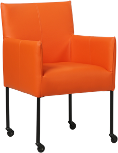 SHOPX HUISCOLLECTIE Oranje leren moderne kuipstoel Desire - poot rond zwart met wiel - Toledo Leer Orange (oranje leer)