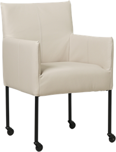 SHOPX HUISCOLLECTIE Crème leren moderne kuipstoel Desire - poot rond zwart met wiel - Toledo leer Misty (crème leer)