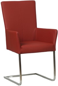 SHOPX HUISCOLLECTIE Rode leren industriële eetkamerstoel Dare - poot vierkant rvs - Toledo Leer Red (rood leer)