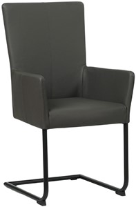 SHOPX HUISCOLLECTIE Donkergrijze leren industriële eetkamerstoel Dry - poot rond zwart - Toledo Leer Antracite (donkergrijs leer)