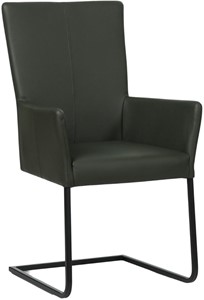 SHOPX HUISCOLLECTIE Donkergroene leren industriële eetkamerstoel Dare - poot vierkant zwart - Toledo Leer Verde (donkergroen leer)