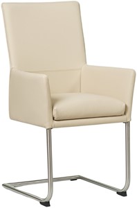 SHOPX HUISCOLLECTIE Crème leren industriële eetkamerstoel Rumor - poot rond rvs - Toledo Leer Betulla (crème leer)
