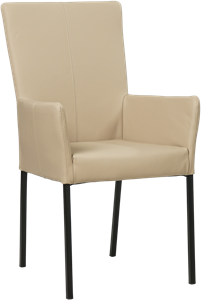 SHOPX HUISCOLLECTIE Taupe leren moderne eetkamerstoel Daily - poot vierkant zwart - Toledo Leer Mastic (taupe leer)