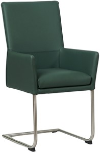 SHOPX HUISCOLLECTIE Groene leren industriële eetkamerstoel Rumor - poot rond rvs - Toledo Leer Forrest (groen leer)