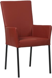 SHOPX HUISCOLLECTIE Rode leren moderne eetkamerstoel Daily - poot vierkant zwart - Toledo Leer Cherry (rood leer)